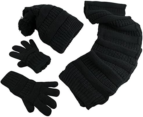 N'Ice Caps Women's Solid Cable Knit Hat/Scarf/Gloves Accessory Set