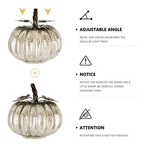 denlix Mercury Glass Pumpkin Lights Fall Decor, Battery Operated LED Timer 5.5 Inches Pumpkins Decor