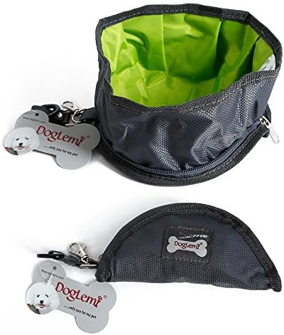 Pets Travel Bowl Portable Foldable Waterproof Ziggy Feeding Dishes for Dog Cat (M, Grey)