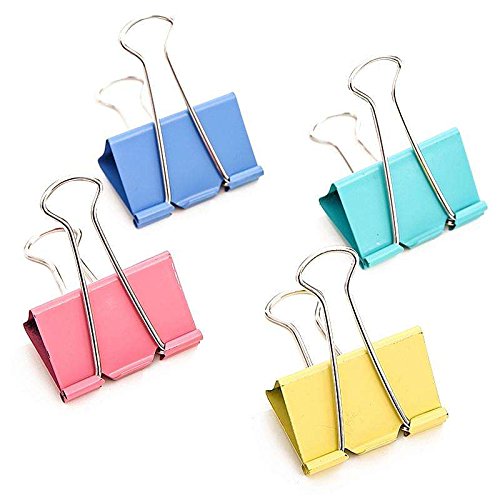 Yexpress Colorful Metal Binder Clips, Assorted Colors and size 1-Inch, 96 Clips