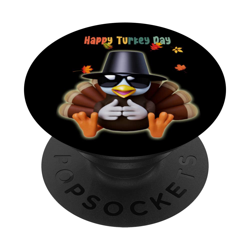 Turkey Pilgrim Hat Sunglasses Foliage Hand Sign TURKEY DAY PopSockets Swappable PopGrip