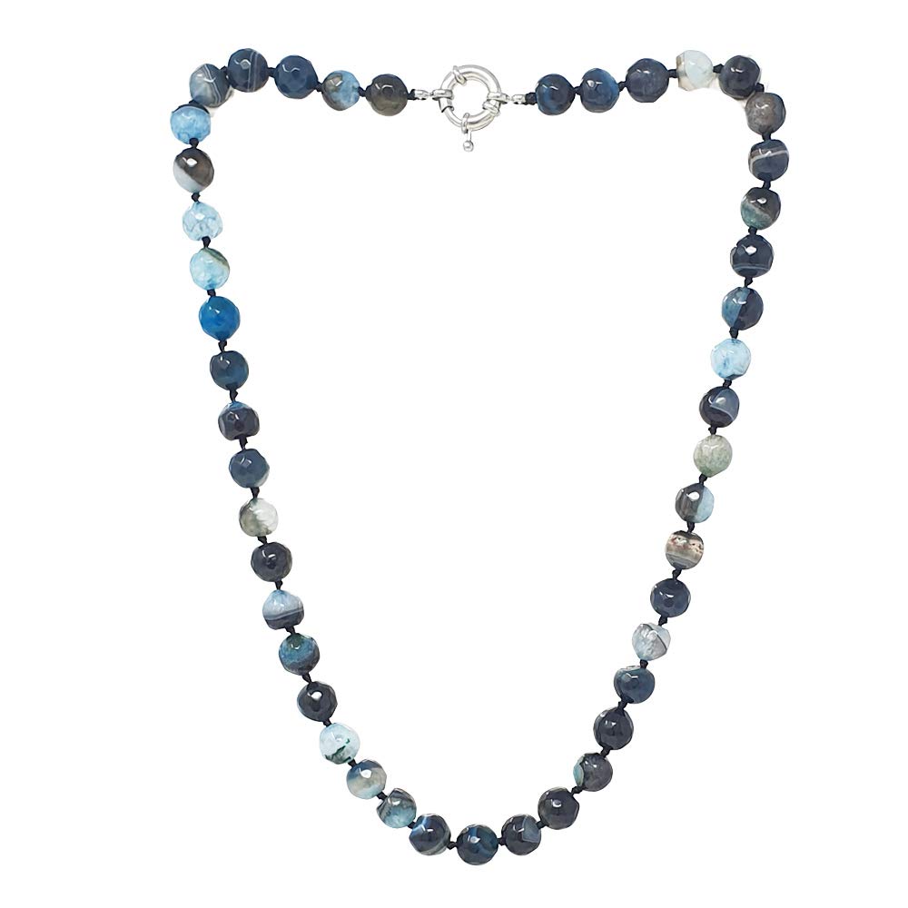 Treasure Bay Handmade 10mm Natural Gemstone Necklace For Women and Girls (Deep Blue)