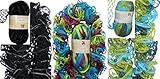 Clearance Pack of 3 Balls Metallic Dee Ruffle Scarf Yarn Mix Colors Lot (mix21)