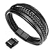 murtoo Mens Leather Bracelet with Clasp Cowhide Multi-Layer Braided Leather Mens Bracelet