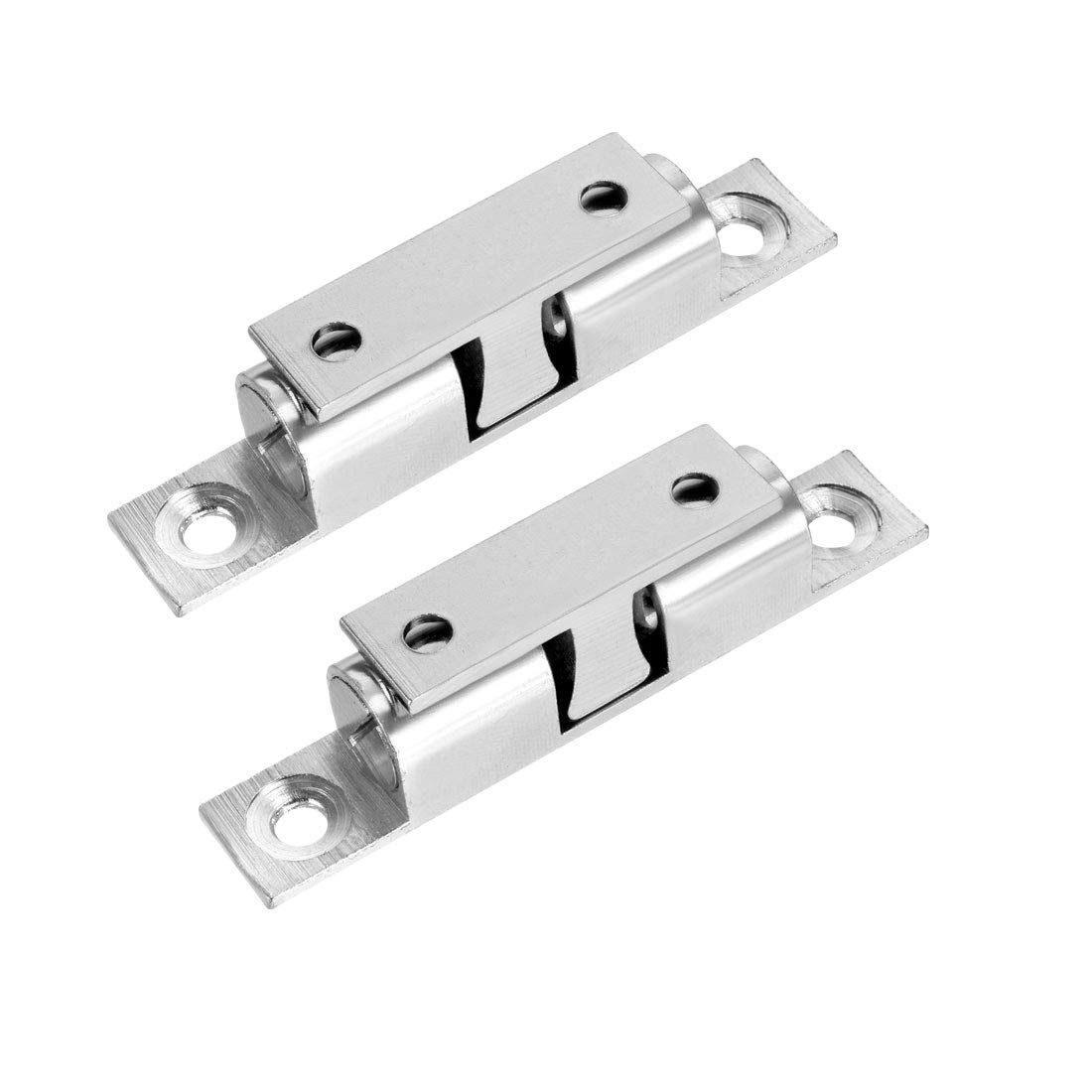 Sourcingmap 2pcs Cabinet Door Closet Brass Double Ball Catch, Tension Latch 70mm Length Silver Tone