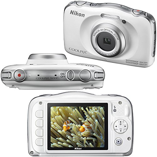 Nikon-COOLPIX-W100-132MP-Waterproof-Shockproof-Digital-Camera-with-built-in-Wi-Fi-Full-HD-1080p-Video-White-International-Version-8pc-8GB-Accessory-Kit-w-HeroFiber-Cleaning-Cloth