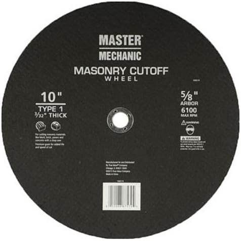 Master Mechanic 160519 10 -Inch x 32 -Inch, Masonry Abrasive Blade
