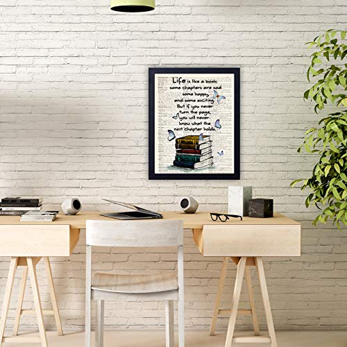akeke Book Lover Gift Old Book Art Print, Literary Quotes Gift Ideas for Book Lover, Book Quote Wall Art Decor 8x10 Unframed