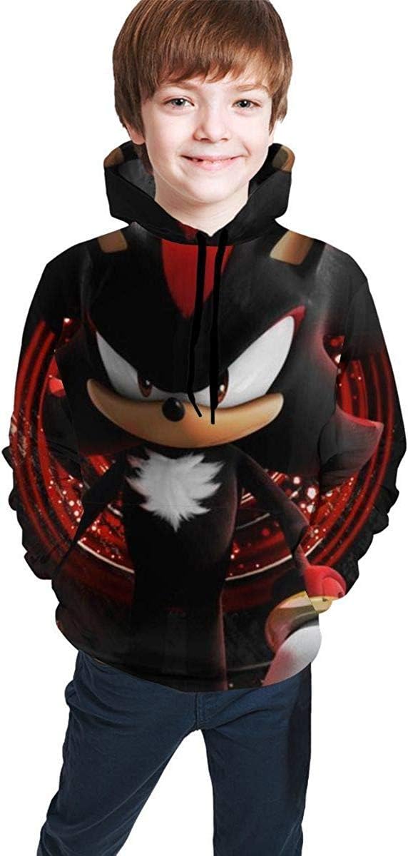 dgfgad Teen Boys Girls 3D Printed Novelty Hoodies Shadow The Hedgehog Sonic Sweatshirts Pullover