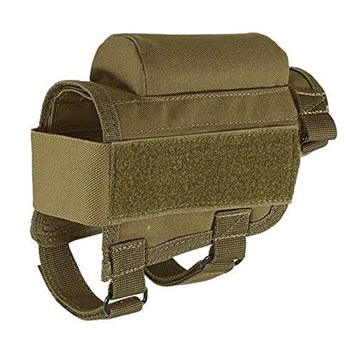 Tactical Buttstock Shell Holder Cheek Rest Ammo Shell Pouch Bag Hunting Shooting (Brown) - Thumbnail 6