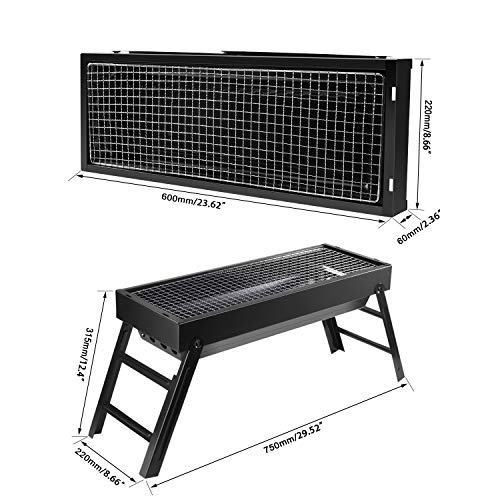 LETION UTTORA Charcoal Grill Barbecue Portable BBQ &Stainless Steel Folding Grill Tabletop Outdoor Smoker BBQ for Picnic Garden Terrace Camping Travel 23.62\