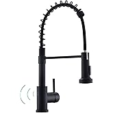 WEWE Matte Black Touchless Kitchen Faucet with Pull Down Sprayer - Motion Sensor Black Kitchen Faucet Spring Single Handle Kitchen Faucets, Stainless Steel Faucet for Kitchen Sink