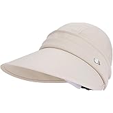 Womens UPF 50+ Summer Bucket Hats UV Protection Visor Sun Beach Hiking Hat Adjustable Ponytail Sun Cap