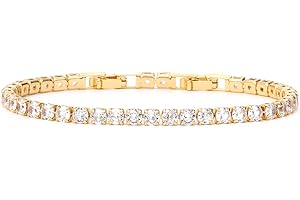 IVY TAILI Tennis Bracelets for Women Dainty 14K Gold Plated Cubic Zirconia Tennis Bracelet Sparkly Rhinestone Bracelet Simulated Diamond Bracelets Tennis Jewelry for Women Men