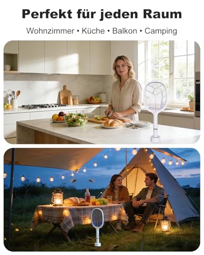 Electric Insect Racket 4800V, 2 in 1 Electric Mosquito Racket with UV Light, Rechargeable USB-C 2000mAh, Electric Fly Swatter for Home, Bedroom, Camping