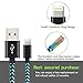 iPhone Charger, 3-Pack 6Ft Mingu, Nylon Braided Cord Lightning Cable to USB Charging Cable for iPhone 7 7 Plus 6s 6 5s 5c 5 SE, iPad Pro, Air, iPad mini 4 3 2, iPod Nano/Touch - Green & Black