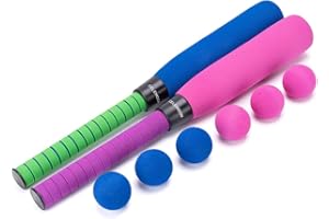 CeleMoon 2-Pack 22 Inch Kids Foam Soft Baseball Bat Toys with 6 Balls for Kids Toddlers Youths Outdoor Indoor Sport T Ball Game Playing, Blue & Pink