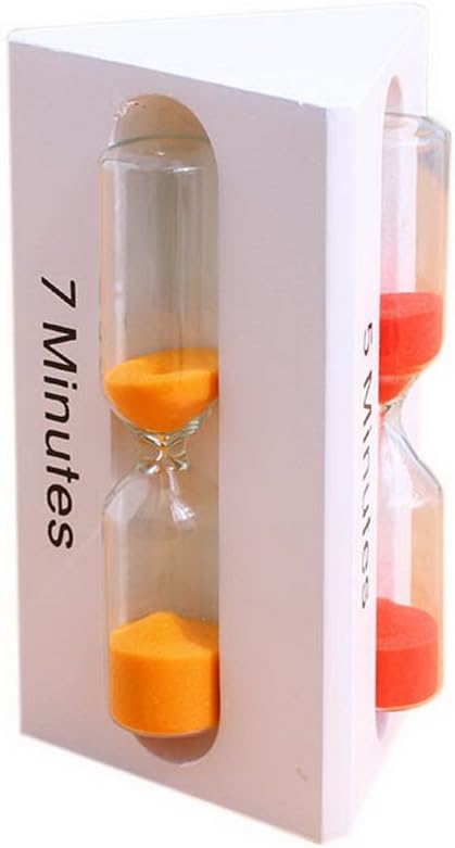 Gentle Meow 3 Random Color Hourglass in 1 White Wooden Triangular Frame, 3-5-7 Minutes Timer
