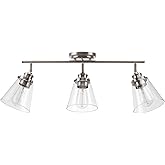 Globe Electric 59628 Jackson 3-Light Track Lighting, Brushed Nickel, Clear Glass Shades, Silver, Bulb Not Included