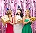 3 Packs 3.2ft x 6.6ft Light Pink Metallic Tinsel Foil Fringe Curtains Photo Booth Props for Birthday Wedding Engagement Bridal Shower Baby Shower Bachelorette Holiday Celebration Party Decorations