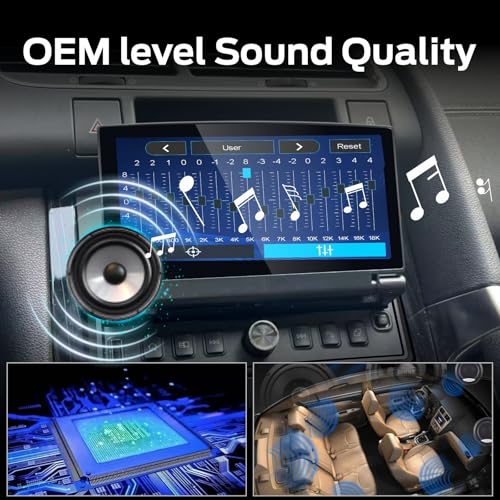 Single Din Car Stereo with Retractable Display, Wireless CarPlay and Android Auto, Touch Screen with Folding Display, OEM Level Sound Quality, Bluetooth, FM RDS