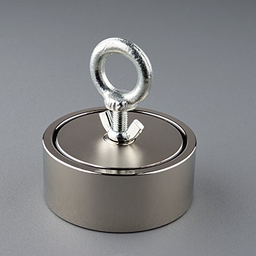 Mutuactor Combined 1100LBS Double Sides Vertical Magnetic Pull Force Neodymium Recovery Salvage Magnet with M10 Eyebolt