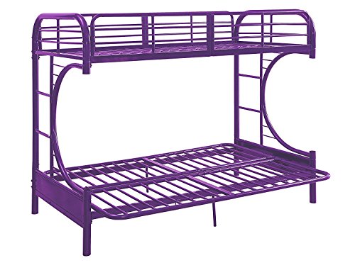 Major-Q 7002091pu Purple Modern Metal Tube Supported Twin Futon Bunk Bed with Built-in Ladders & Full Length Guard Rails
