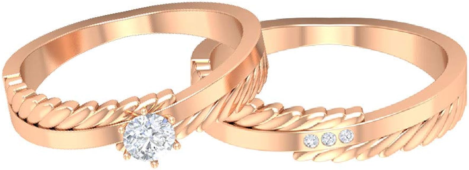 Antique Engagement Ring, Wedding Rings Set, HI-SI 1/4 CT 4 MM Solitaire