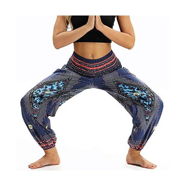 Nuofengkudu Mujer Pantalones Harem Tailandes Hippies Vintage Boho Flores Verano Alta Cintura Elastica Casual Danza Yoga… | DeHippies.com