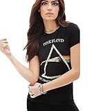 Darceil Women's Black Crewneck Short Sleeve Rock Band Pink Floyd Print T Shirt Top