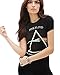 Darceil Women's Black Crewneck Short Sleeve Rock Band Print T Shirt Top