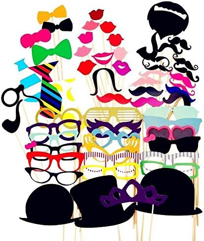 Photo Booth Props 56 Pieces DIY Kit for Weddings, Photo Shoots &amp; Special Events Party Favors