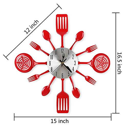 CIGERA 16 Inch Large Kitchen Wall Clocks with Spoons and Forks,Great