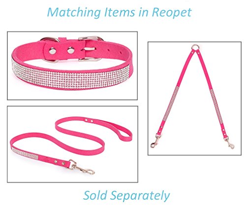 Reopet Bling Rhinestone Dog Cat Collar - Sparkly Diamond Studded Small Dog & Kitty Collar - 1/2" 9-11" - Pink - Thumbnail 5