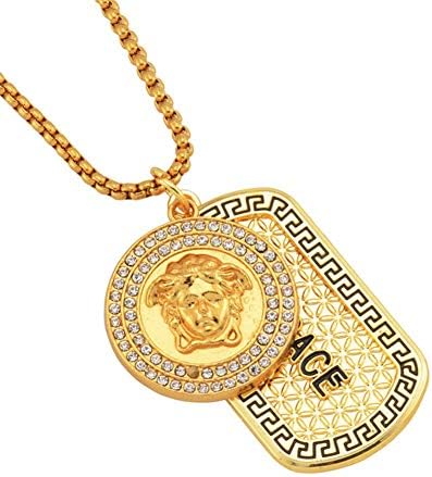 Fashion Medusa 18k Gold Zircon Pendant Alloy Necklace Jewelry Accessories 5.5cm*3cm