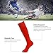 Red Long Tube Soccer Socks,Three street Unisex Youth Sport Cushion Over-Knee Length Comfort Compression Football Volleyball School Game Socks for Halloween Costumes Red 2-Pairs