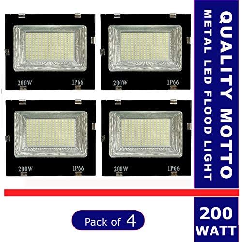 Quality Motto 200 Watt Ultra Thin Slim Ip66 LED Flood Outdoor Light Cool White Waterproof- 200W (Pack of 4)