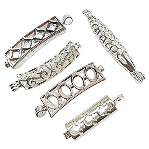 Dandan DIY 5pcs Assorted Styles Perfume Essential Oil Aromatherapy Diffuser Locket Charms Pendant Craft Ball Bead Pearl Alloy Cage - Thumbnail 5