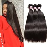 UNice Hair Icenu Series 8A Grade Peruvian Straight Hair 3 Bundles 100% Unprocessed Remy Human Hair Weave Extensions Natural Color (14 16 18)