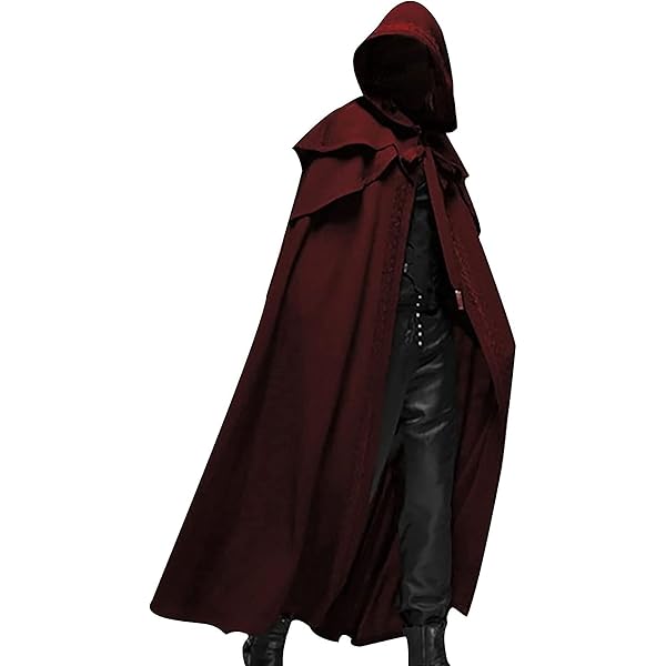 Fsskgx Unisexe médiévale Cape Courte Cape Capuche Halloween Poncho Costume Cosplay pour Hommes et Femmes