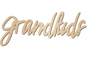 CREATCABIN Grandkids Laser Cut Wood Letter Sign Wall Decor Cutouts Unfinished Wooden Signs Wall Art Basswood Hanging Sculpture Decoration for Painting Crafts DIY Home Bedroom Decor Gift 11.8x4.7Inch
