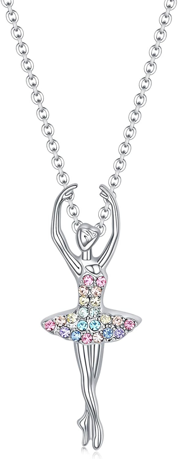 Rainbow Girls Necklace Ballerina Dance Recital Gifts for Women,Ballet Dancer Pendant Jewelry for Sister Mom Friends (Rainbow Ballerina): Clothing