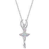 luomart Girls Necklace Ballerina Dance Recital Gifts for Women,Ballet Dancer Pendant Jewelry for Sister Mom Friends