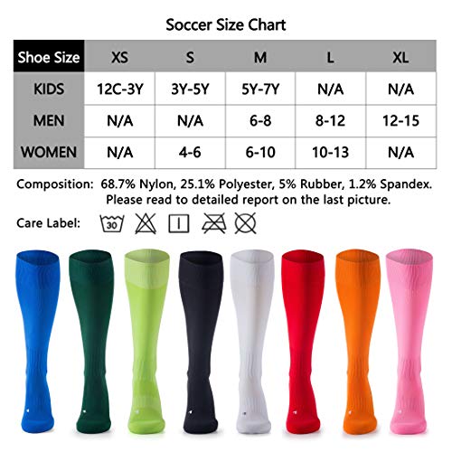 CelerSport 2 Pack Soccer Socks for Youth Kids Adult OverTheCalf Socks with Cushion, Black (2