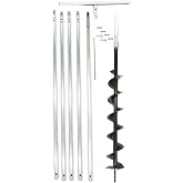 LIFE DOOR [with Instructions Hole Well Digging Tool kit Length 100mm Auger Total Length 6m 25cm (Extension can be Added) Made of Lightweight Steel Pipe