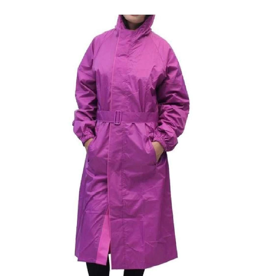 Vastralaya Women's Prime Purple Raincoat Rainwear with Hidden Collar