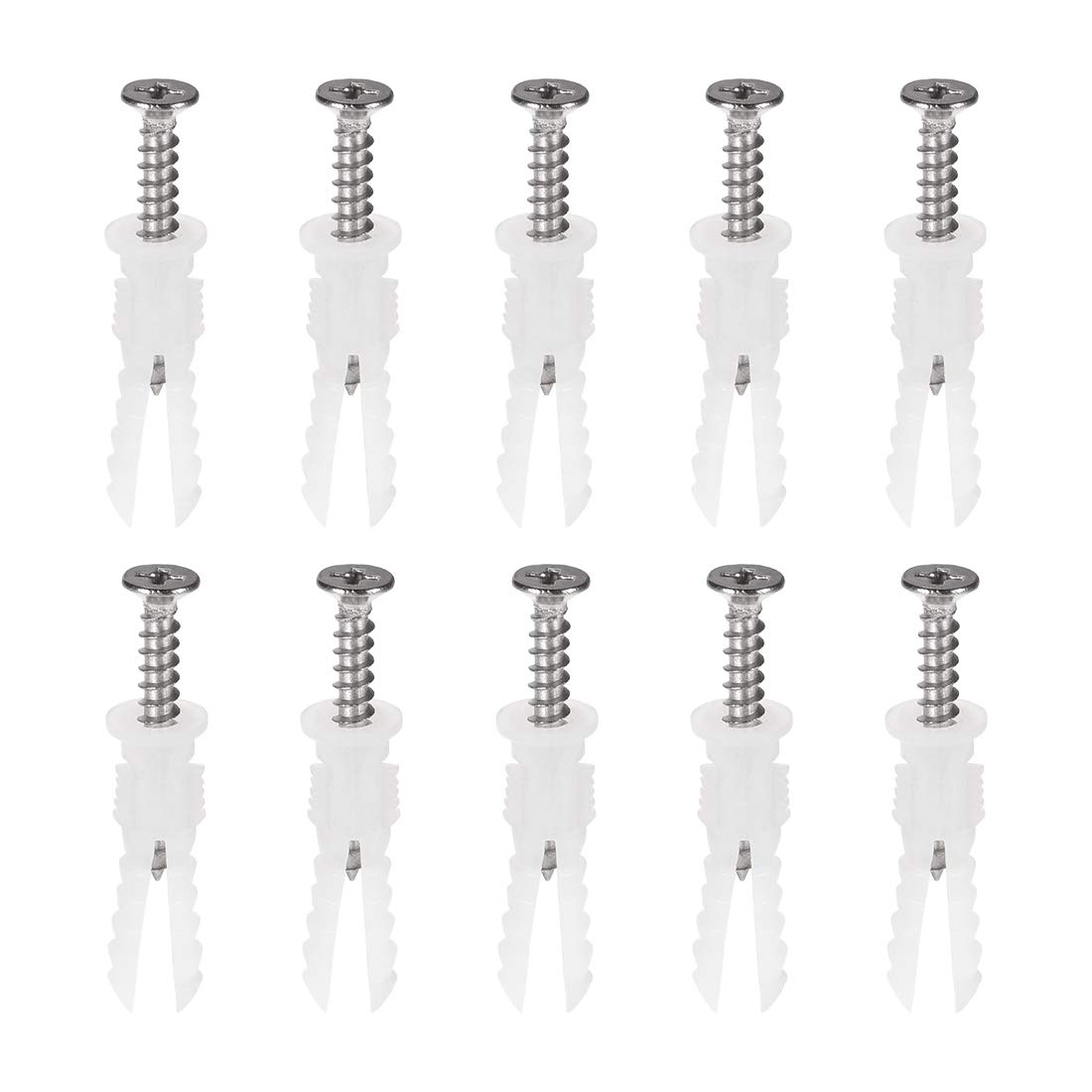 sourcing map 6x30mm Plastic Expansion Tube Pipe for Drywall with Screws White 20pcs