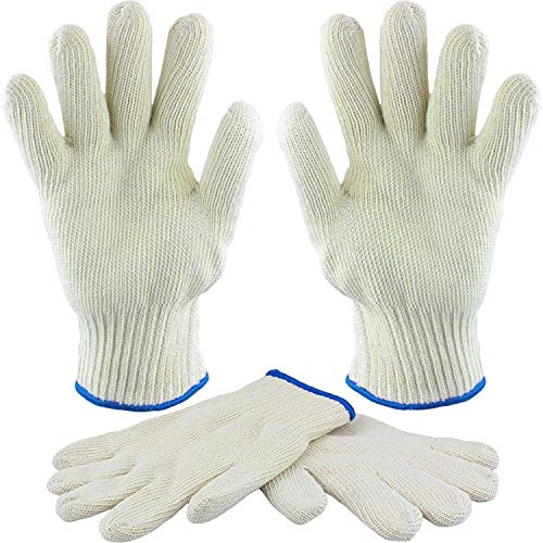 2 PAIRS Heat Resistant Gloves Oven Gloves Heat Resistant With Fingers Oven Mitts Kitchen Pot Holders Cotton Gloves Kitchen Gloves Double Oven Mitt Set Gardening Gloves Work Gloves Bulk