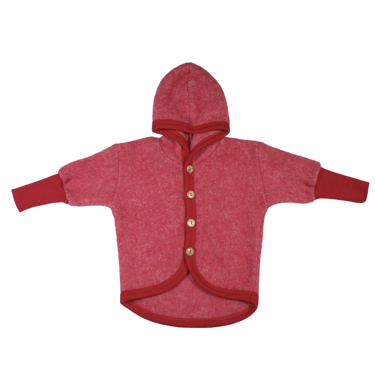 Cosilana Baby Fleece Jacket with Hood Organic Cotton (62-68), Red melange, 62-68 cm