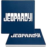 Jeopardy Classic Logo Square Ceramic Coasters, Set of 2, 3.9" Ceramic Stone & Cork Base, Drink Coaster for Tabletop Protection